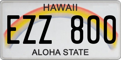 HI license plate EZZ800