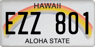 HI license plate EZZ801