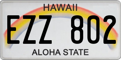 HI license plate EZZ802