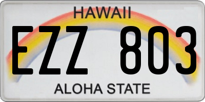 HI license plate EZZ803