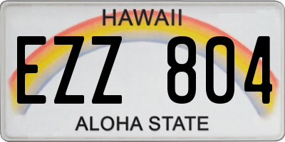 HI license plate EZZ804