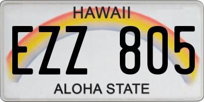 HI license plate EZZ805