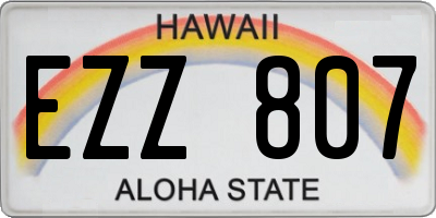 HI license plate EZZ807