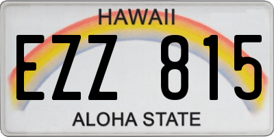 HI license plate EZZ815
