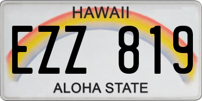 HI license plate EZZ819