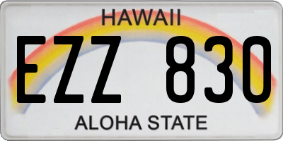 HI license plate EZZ830