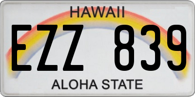 HI license plate EZZ839