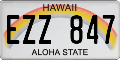 HI license plate EZZ847