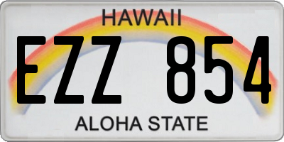 HI license plate EZZ854