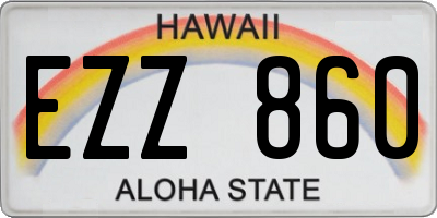 HI license plate EZZ860
