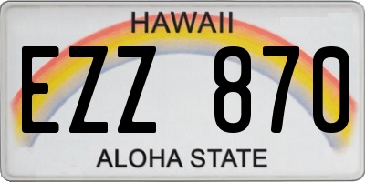 HI license plate EZZ870