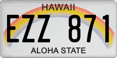 HI license plate EZZ871