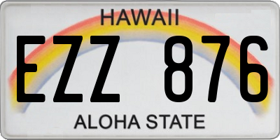 HI license plate EZZ876