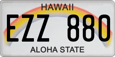 HI license plate EZZ880