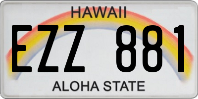HI license plate EZZ881