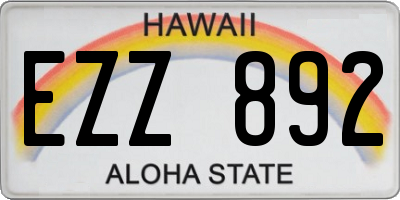 HI license plate EZZ892