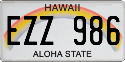 HI license plate EZZ986