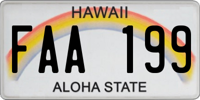 HI license plate FAA199