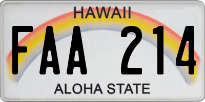 HI license plate FAA214