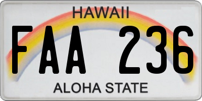 HI license plate FAA236