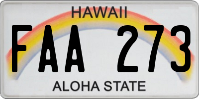 HI license plate FAA273