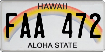 HI license plate FAA472