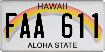 HI license plate FAA611