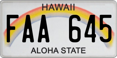 HI license plate FAA645