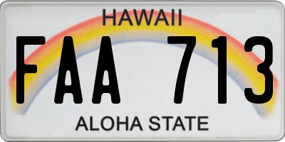 HI license plate FAA713