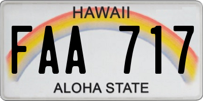 HI license plate FAA717