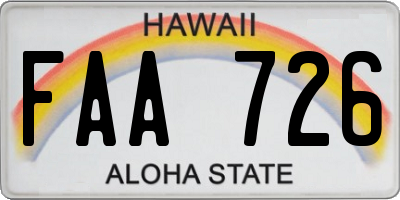 HI license plate FAA726