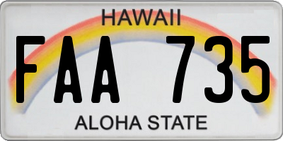 HI license plate FAA735