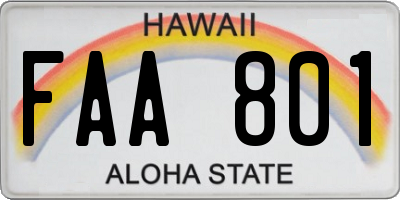 HI license plate FAA801
