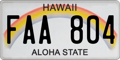 HI license plate FAA804