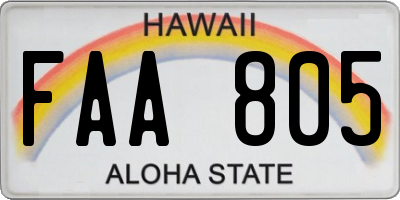 HI license plate FAA805