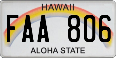 HI license plate FAA806