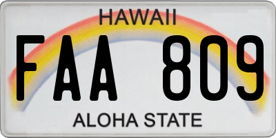 HI license plate FAA809