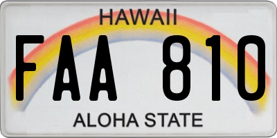 HI license plate FAA810