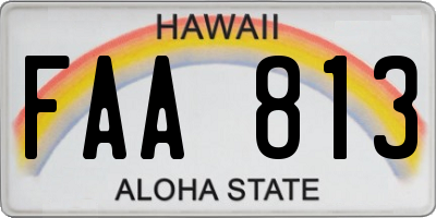HI license plate FAA813