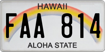 HI license plate FAA814