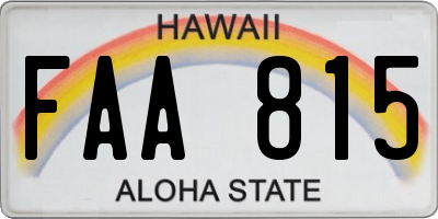 HI license plate FAA815