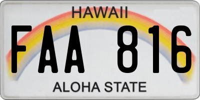 HI license plate FAA816