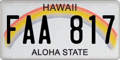 HI license plate FAA817
