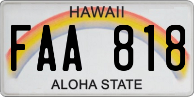 HI license plate FAA818