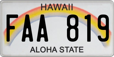 HI license plate FAA819