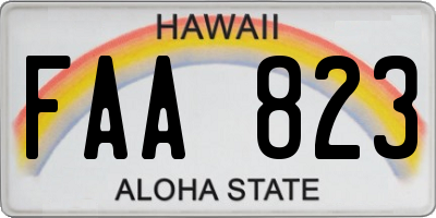 HI license plate FAA823