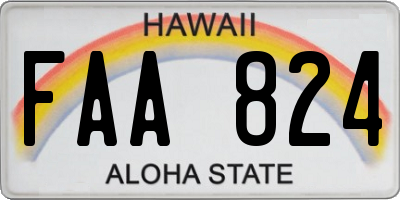 HI license plate FAA824
