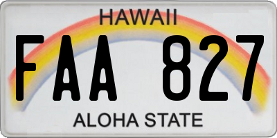 HI license plate FAA827