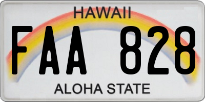 HI license plate FAA828