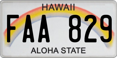 HI license plate FAA829